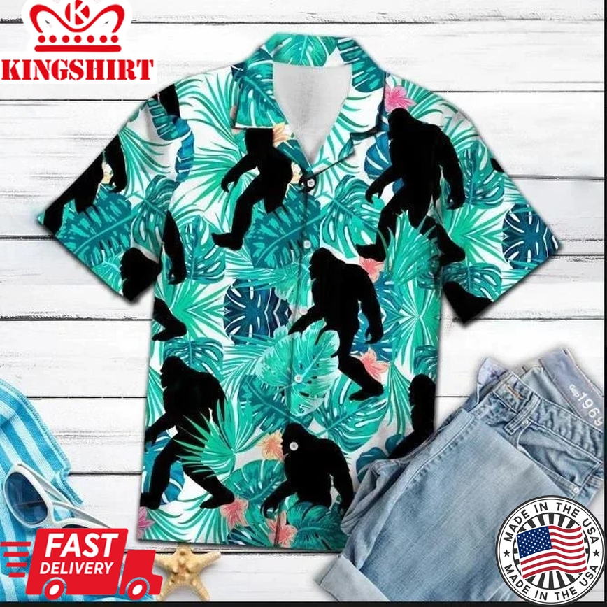 Cool Bigfoot Tropical Jungle Trendy Hawaiian Shirt