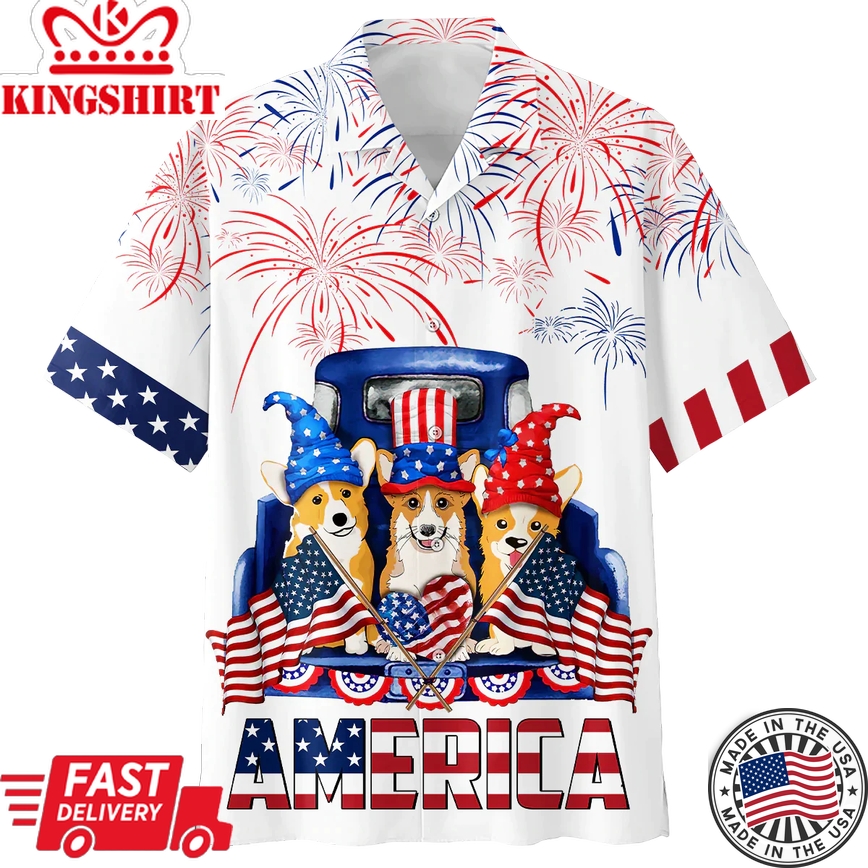 Corgi 4Th Of July Trendy Hawaiian Shirt- Independence Day Trendy Hawaiian Shirt, Usa Patriotic Trendy Hawaiian Shirt