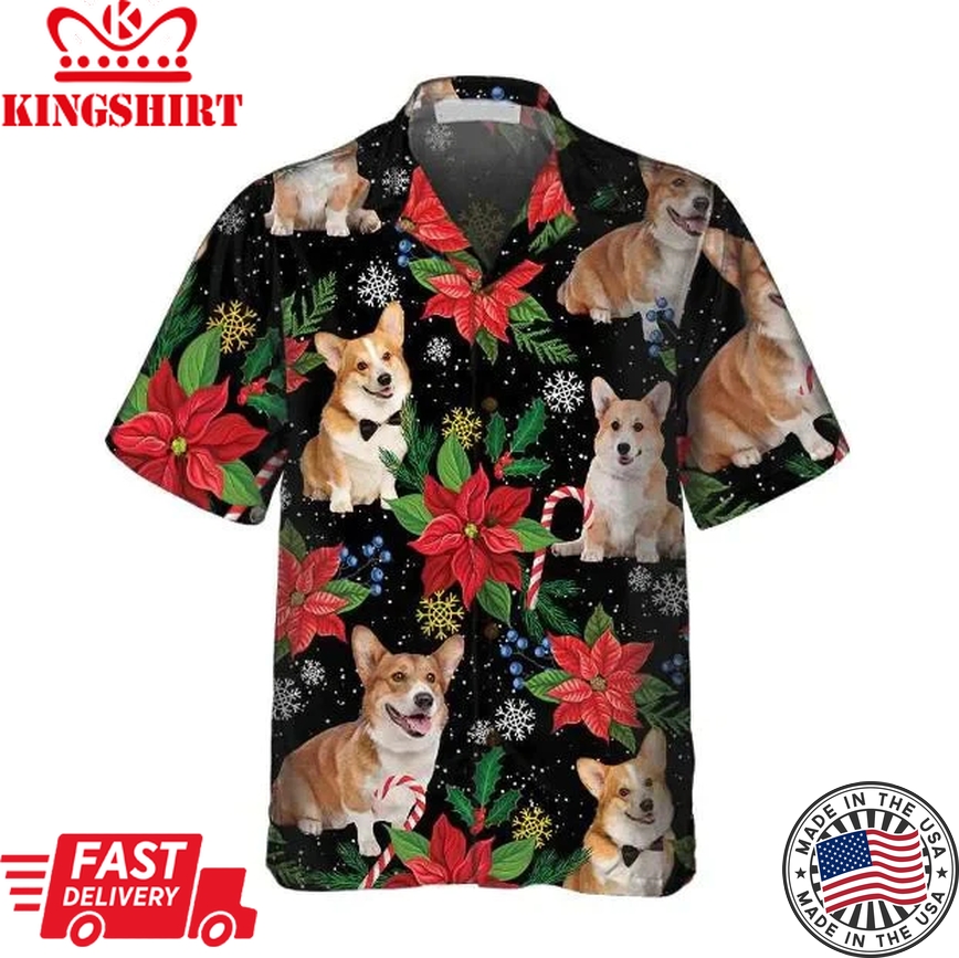 Corgi With Christmas Plants Trendy Hawaiian Shirt Gift For Dog Owners