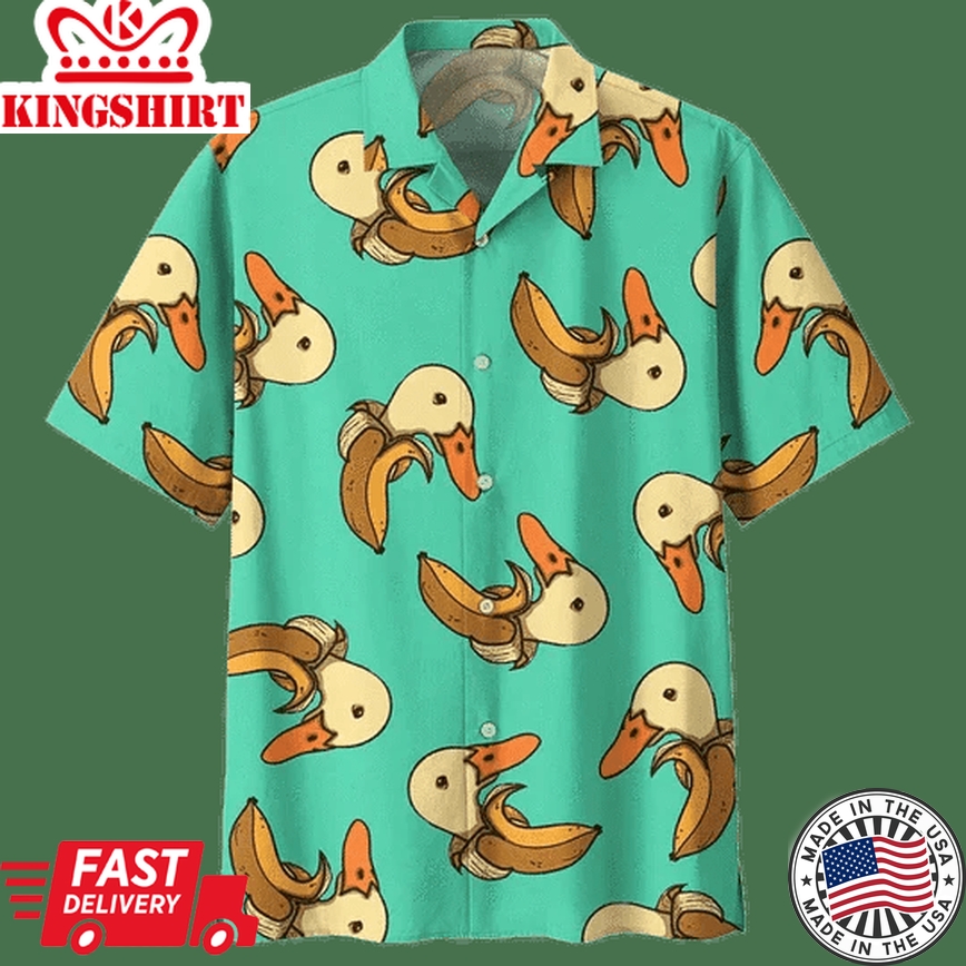 Crazy Duck Background Trendy Hawaiian Shirt