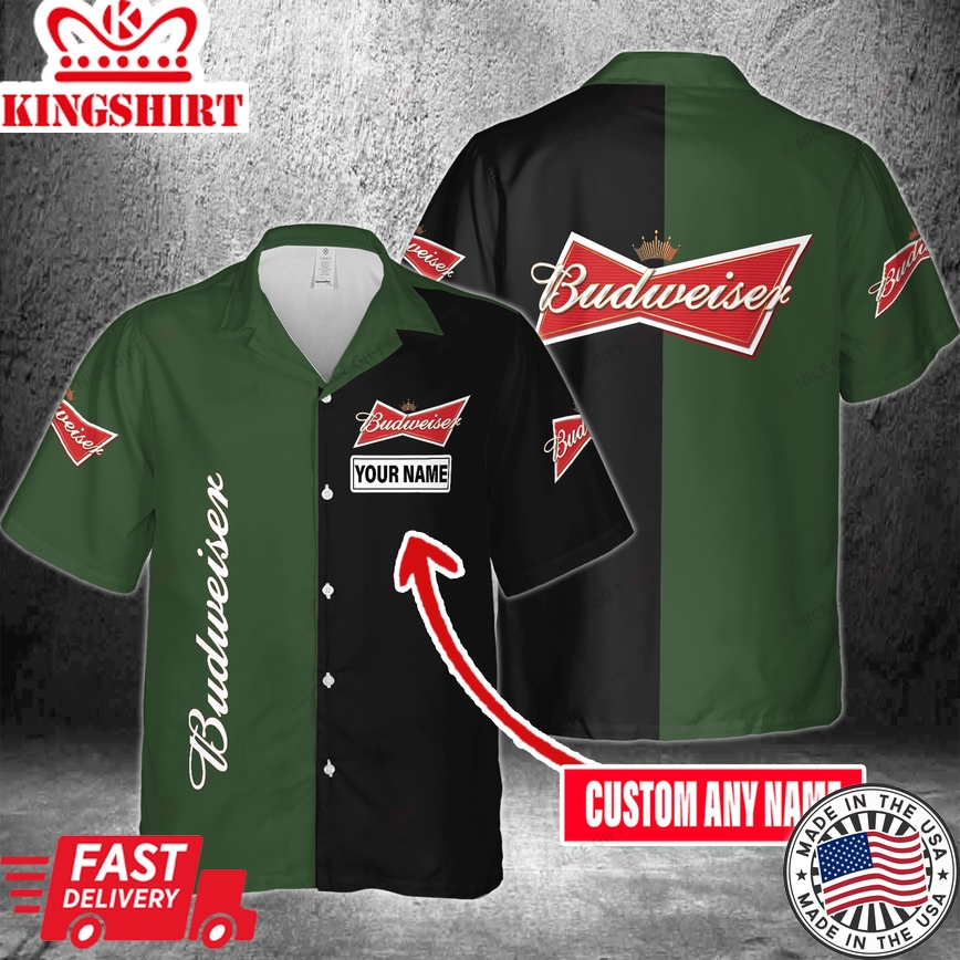 Custom Name Budweiser Tropical Beach Vacation Shirt