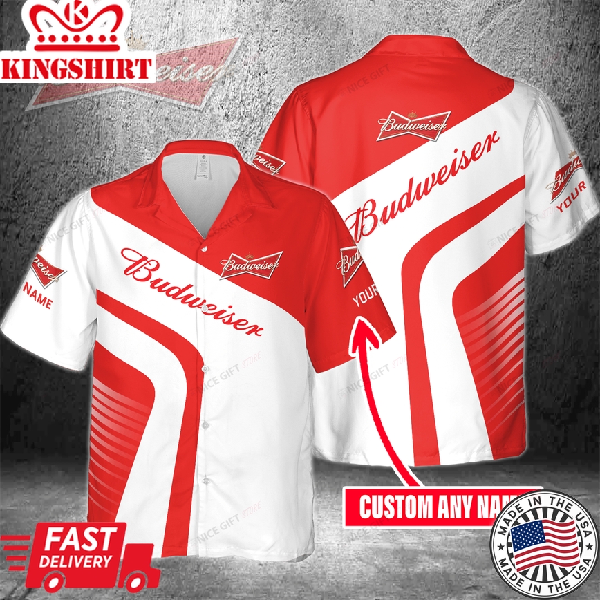 Customizable Name Budweiser Aloha Beach Shirt