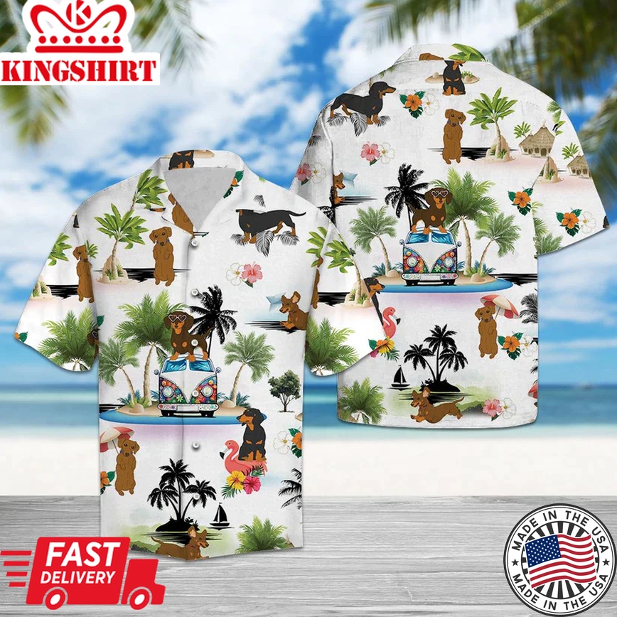 Dachshund Vacation Hawaii Shirt, Summer Gift, Trendy Hawaiian Shirts For Men, Aloha Beach Shirt