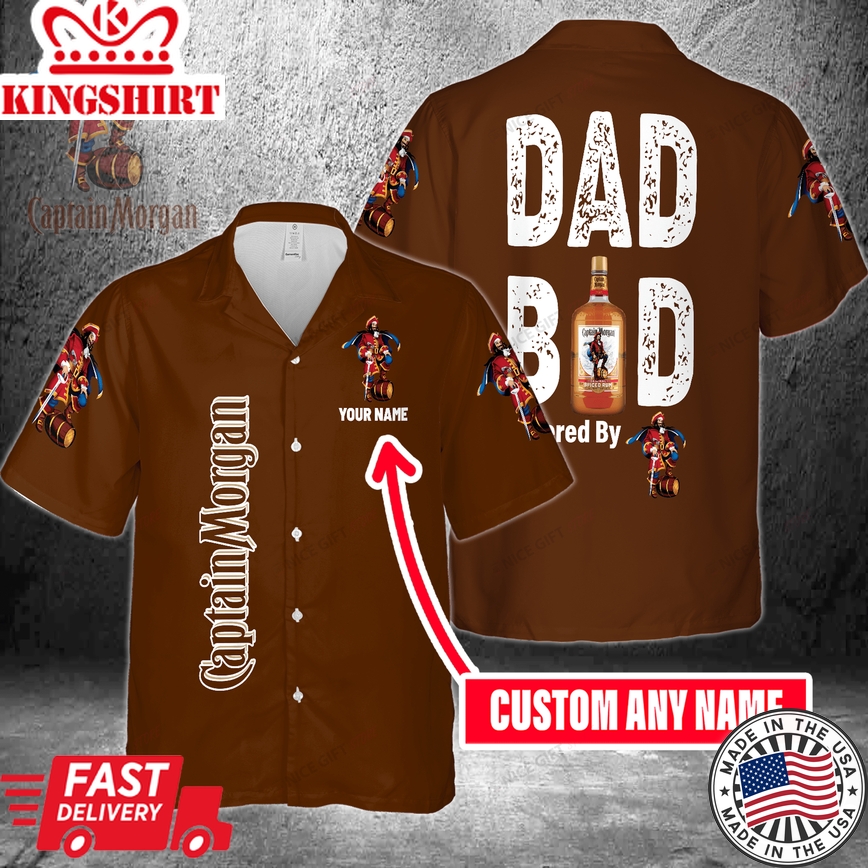 Dad Bod Powered By Captain Morgan Custom Name Hawaiian Shirt