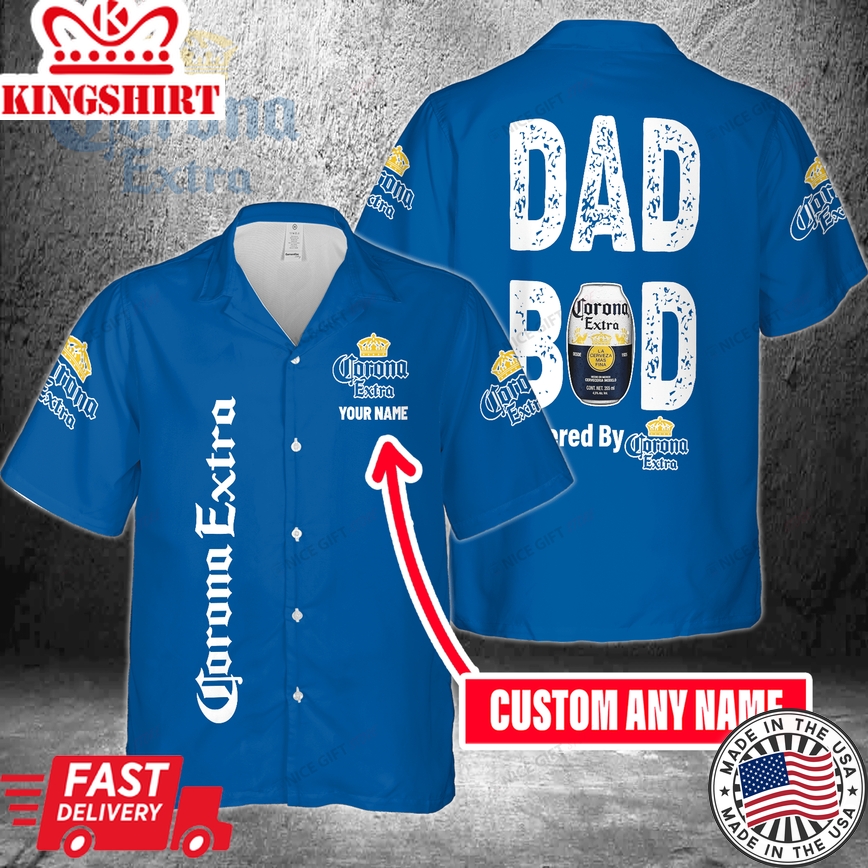 Dad Bod Powered By Corona Extra Custom Name Hawaiian Shirt