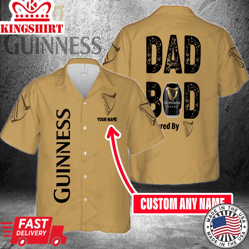 Dad Bod Powered By Guinness Custom Name Hawaiian Shirt