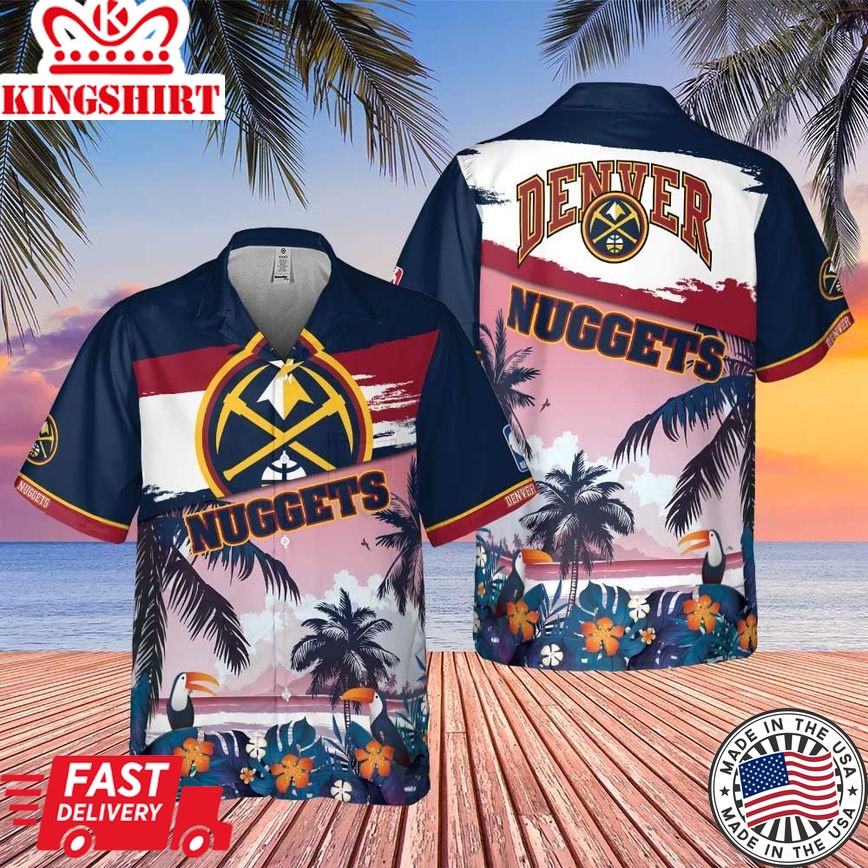 Denver Nuggets Beach Pattern Colorful Print Hawaiian Shirt