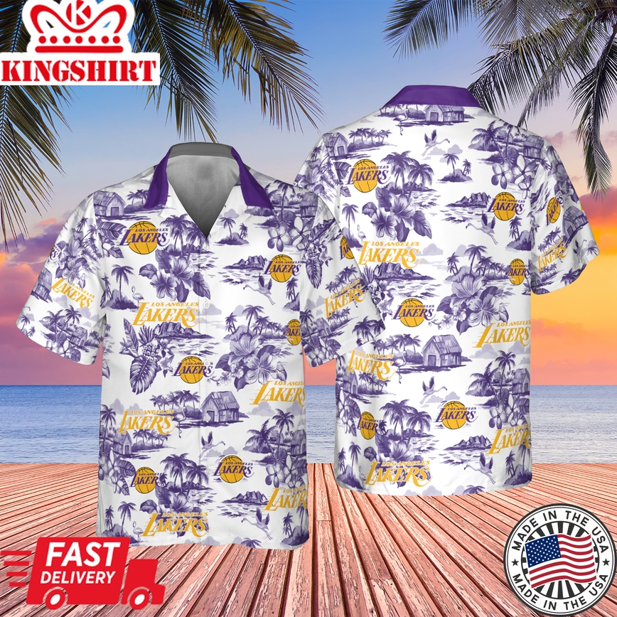 Distinctive Los Angeles Lakers Design Hawaiian Shirt