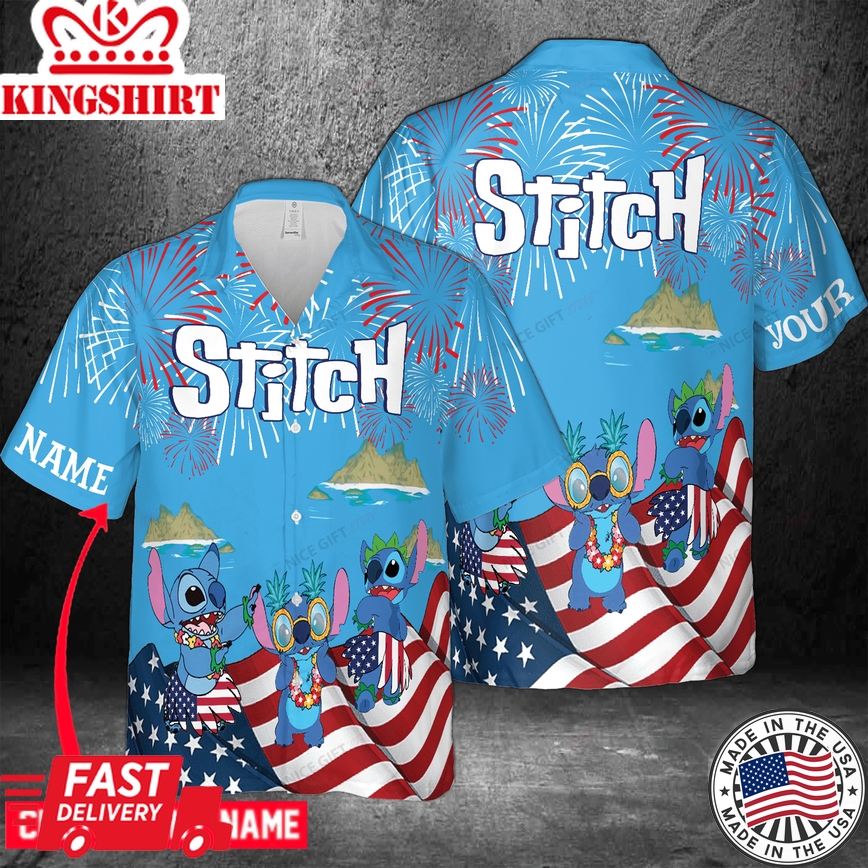 Dive into Personalized Stitch Adventures Hawaiian 3D Attire