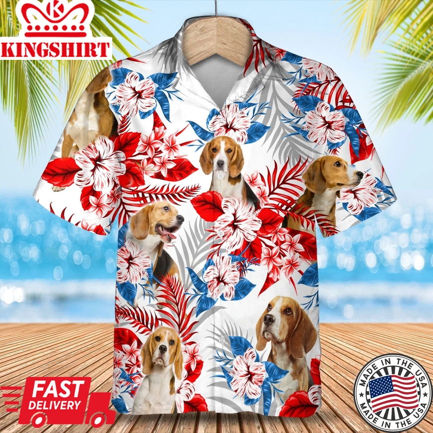 Dog Beagle Flower Trendy Hawaiian Shirt, Summer Aloha Shirt, Men Trendy Hawaiian Shirt, Women Trendy Hawaiian Shirt