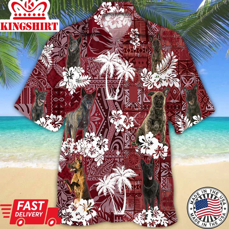 Dutch Shepherd Red Trendy Hawaiian Shirt, Gift For Dog Lover Shirts, Animal Summer Shirts, Trendy Hawaiian Shirt Men