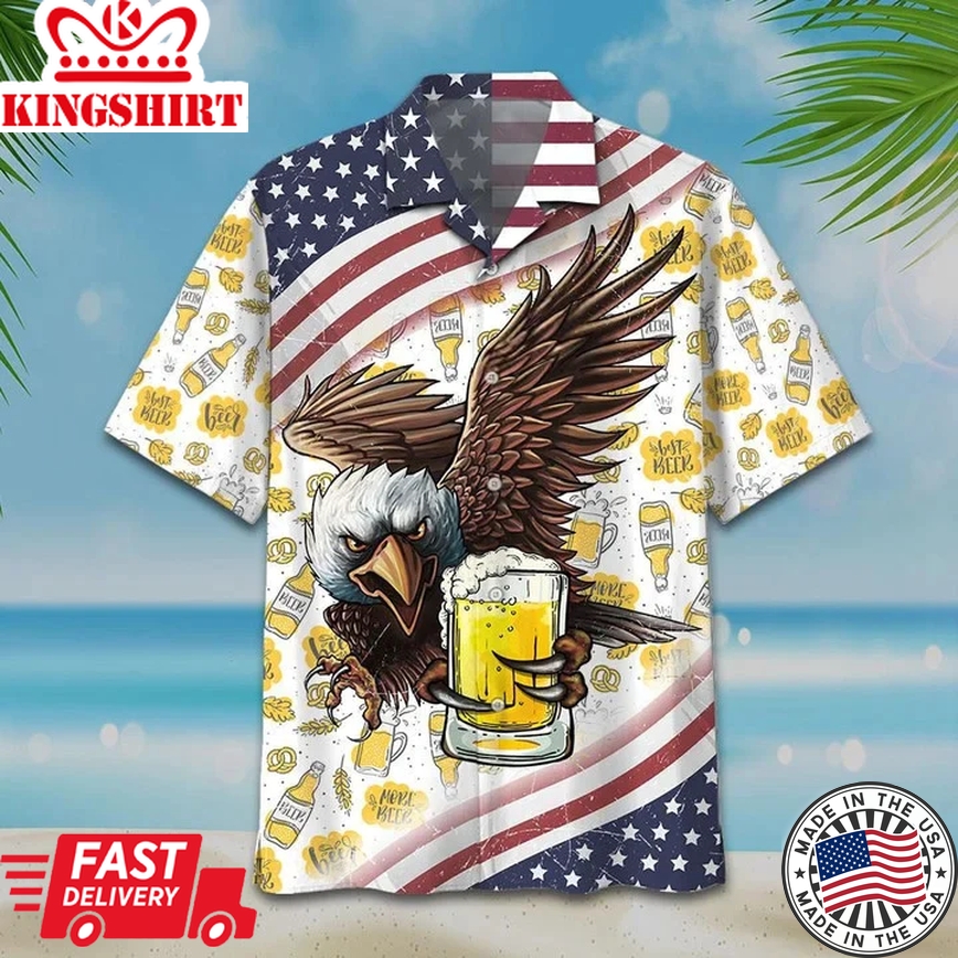 Eagle Glasses Tasty Beer Pattern Trendy Hawaiian Shirt