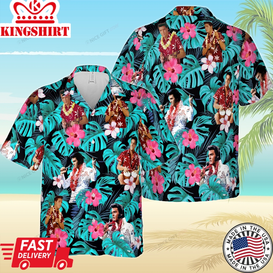 Elvis Presley Signature Series  3D Hawaiian Tropical Top