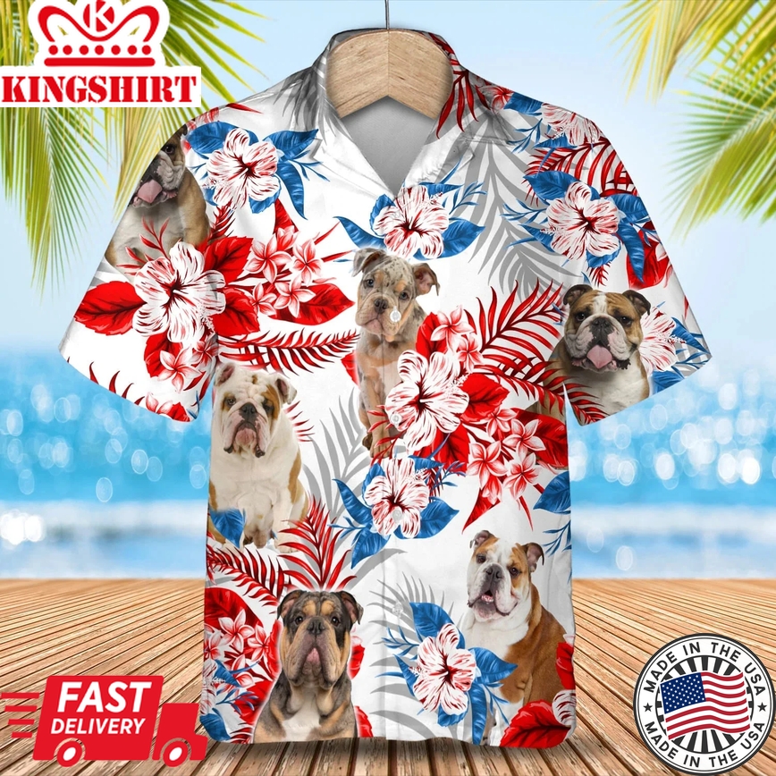 English Bulldog Trendy Hawaiian Shirt, Summer Aloha Shirt, Men Trendy Hawaiian Shirt, Gift For Summer