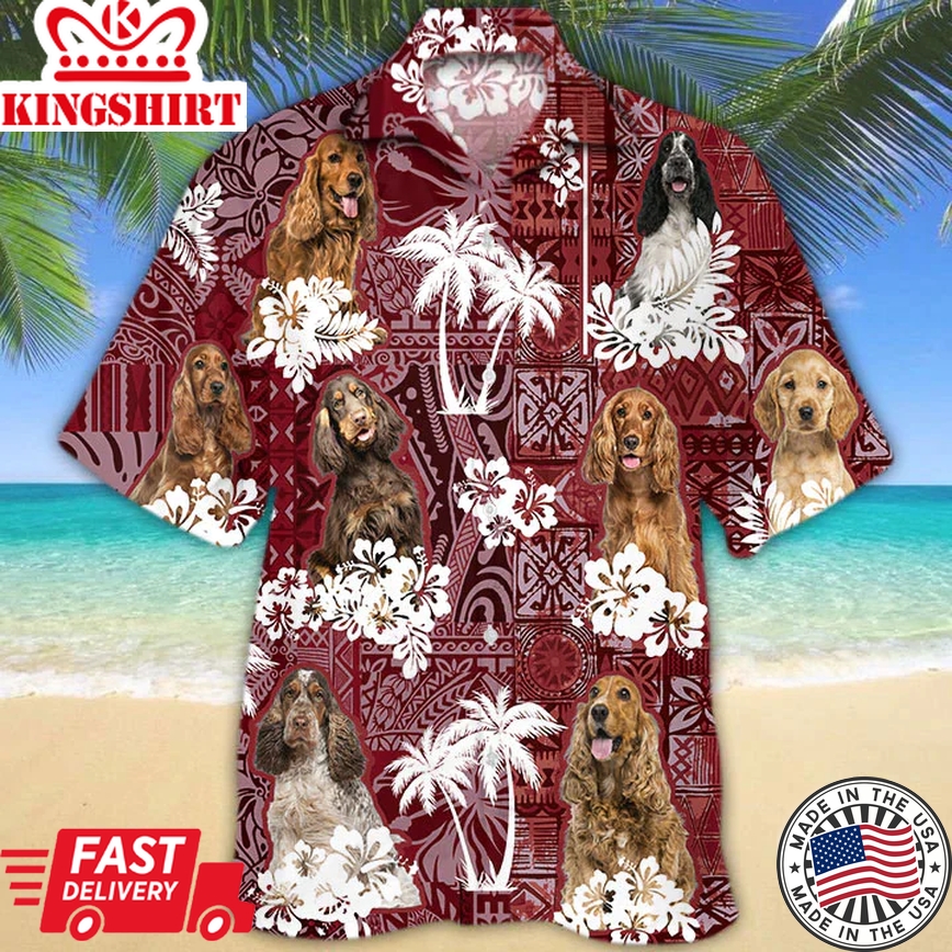 English Cocker Spaniel 2 Red Trendy Hawaiian Shirt, Gift For Dog Lover Shirts, Animal Summer Shirts, Trendy Hawaiian Shirt Men