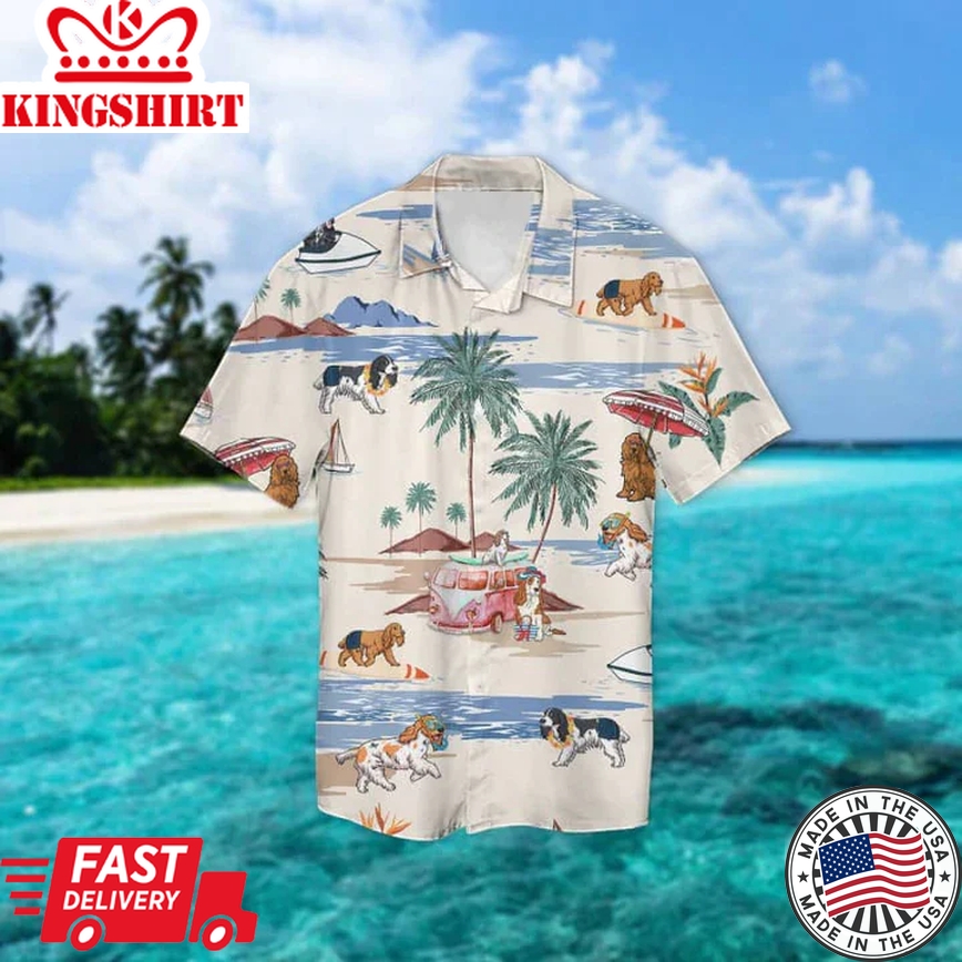 English Springer Spaniel Summer Beach Trendy Hawaiian Shirt, Trendy Hawaiian Shirts For Men Short Sleeve Aloha Beach Shirt