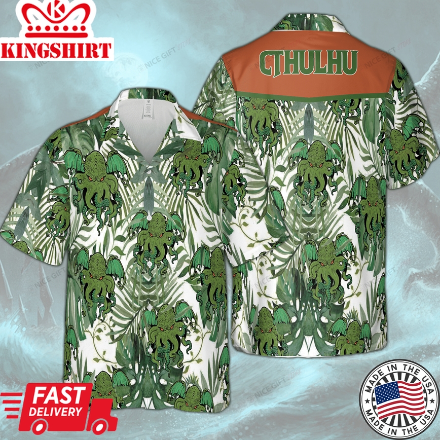 Enigmatic Cthulhu 3D Graphics on Classic Hawaiian Shirt