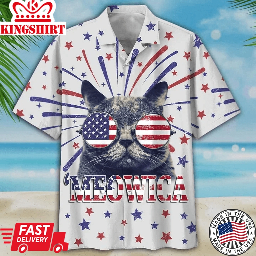 Face Kool Cat Trendy Hawaiian Shirt, Cat Lovers, Trendy Hawaiian Shirt Men, Cat Shirts, Funny Cat Shirts