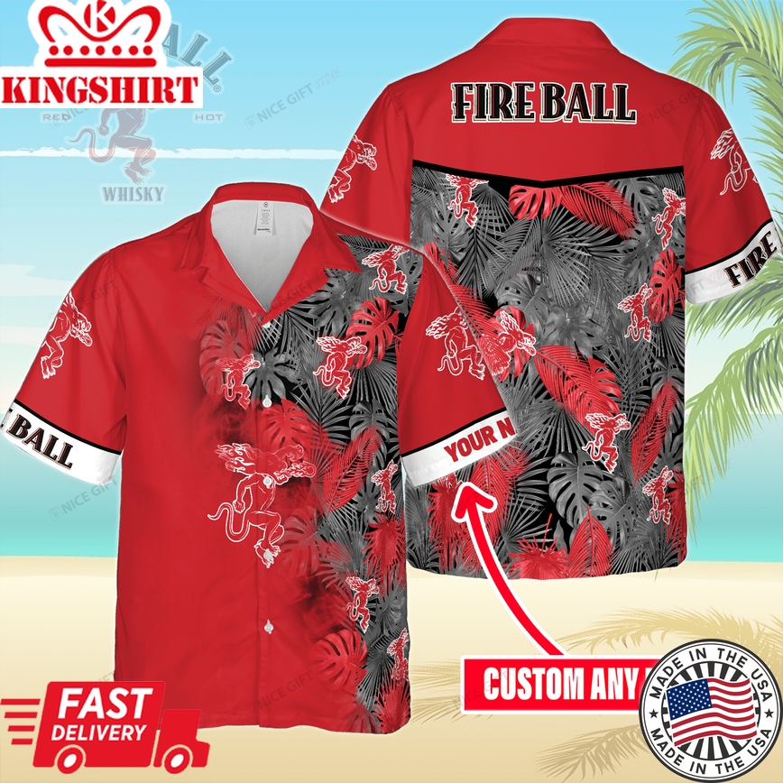 Fireball Whisky Custom Name Hawaiian Style Shirt