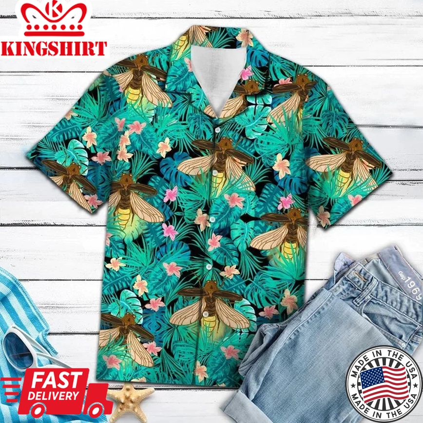 Firefly Tropical Palm Tree Leaves Summer Vacation Aloha Trendy Hawaiian Shirt