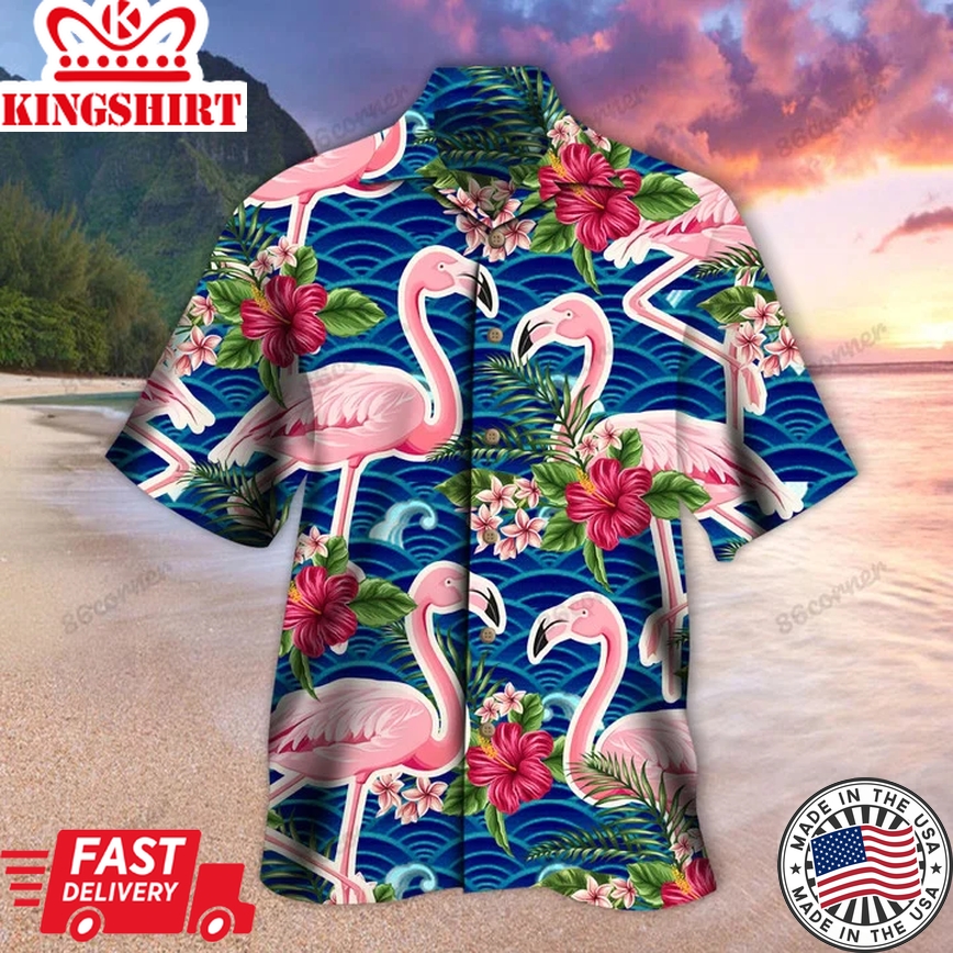 Flamingo Hawaii Shirt, Summer Aloha Shirt, Gift For Summer