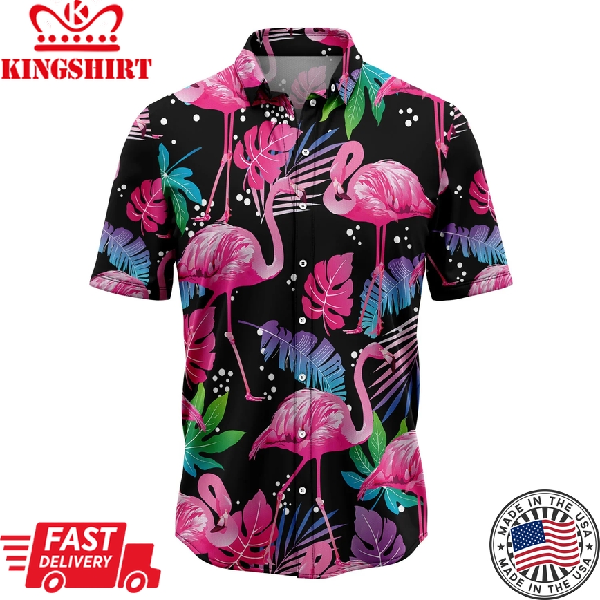 Flamingo Leaf Summer Trendy Hawaiian Shirt, Summer Gift, Trendy Hawaiian Shirts For Men, Aloha Beach Shirt