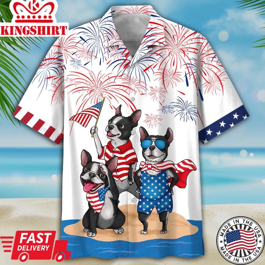 French Bulldog Trendy Hawaiian Shirt - Independence Is Coming, Usa Patriotic Trendy Hawaiian Shirt