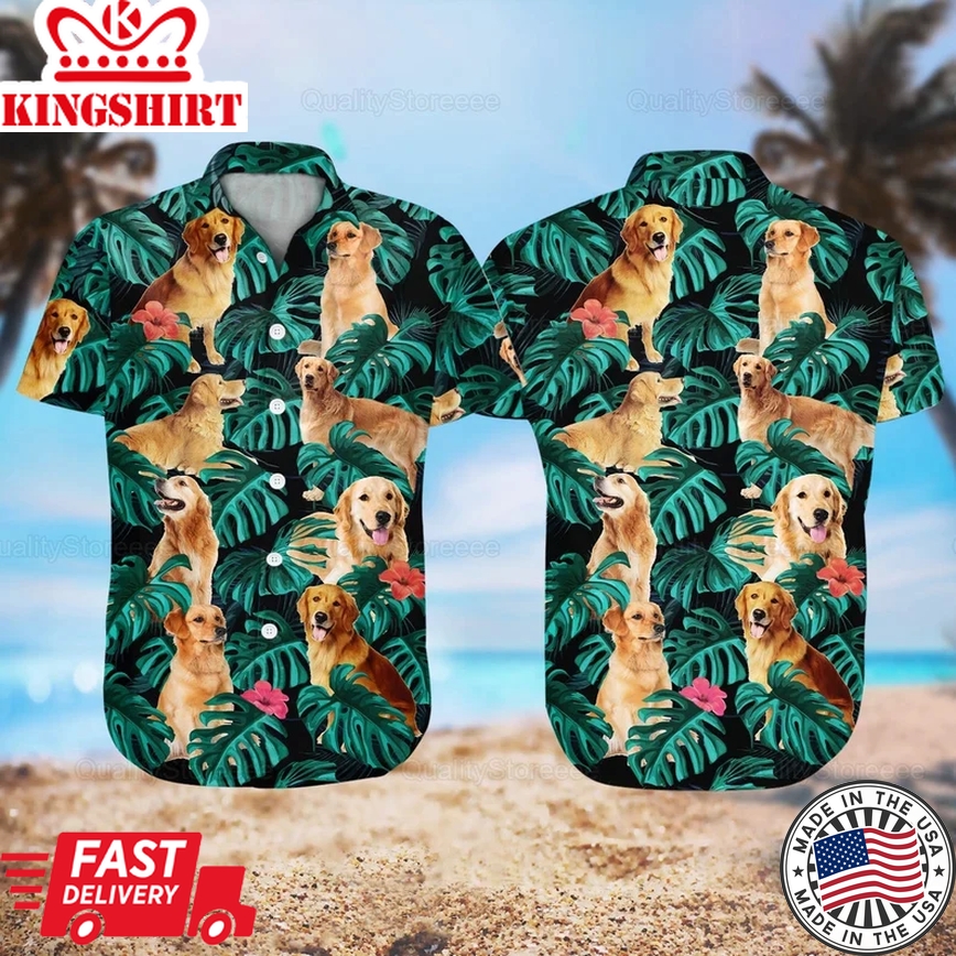 Golden Retriever Hawaii Shirt, Golden Shirt, Shirt For Men, Trendy Hawaiian Shirt