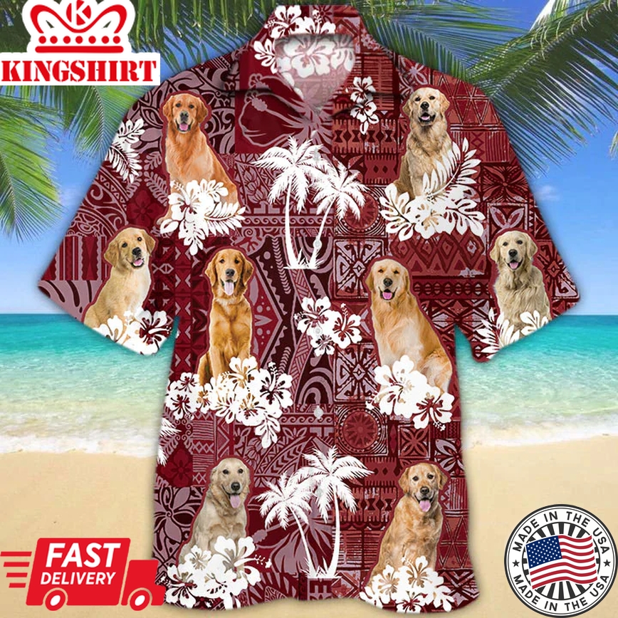 Golden Retriever Trendy Hawaiian Shirt, Gift For Dog Lover Shirts, Men's Trendy Hawaiian Shirt