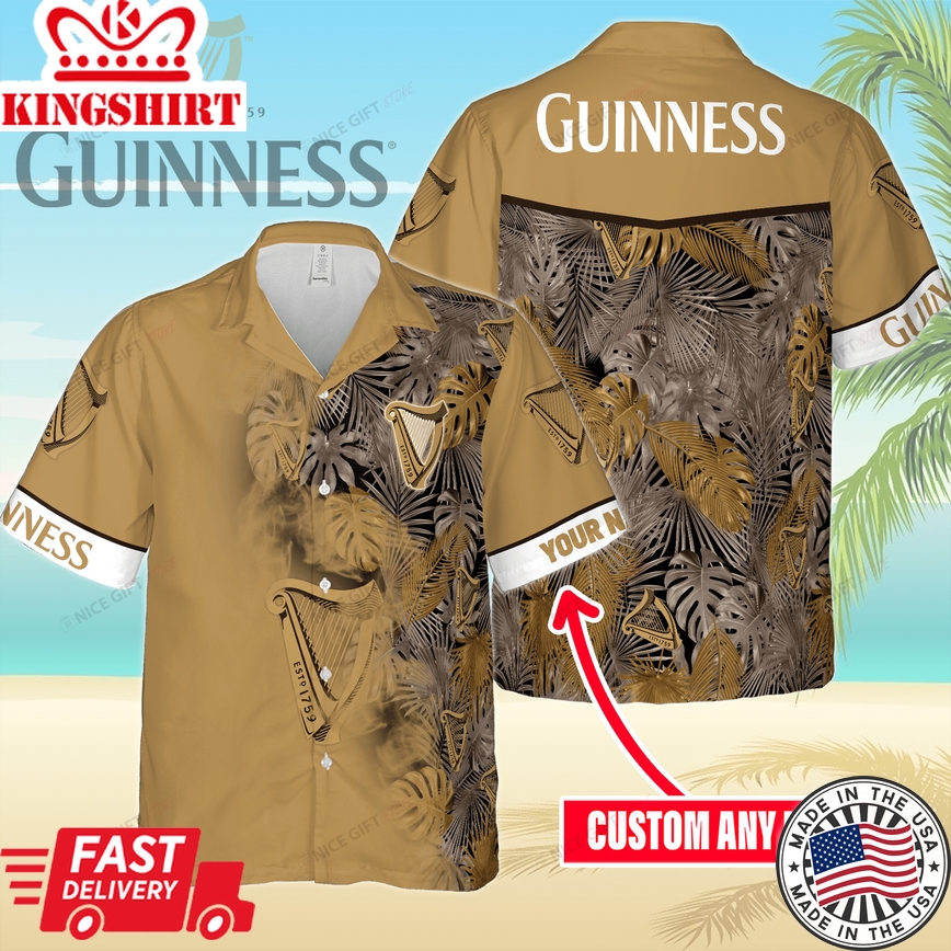 Guinness Custom Name Aloha Hawaiian Themed Shirt