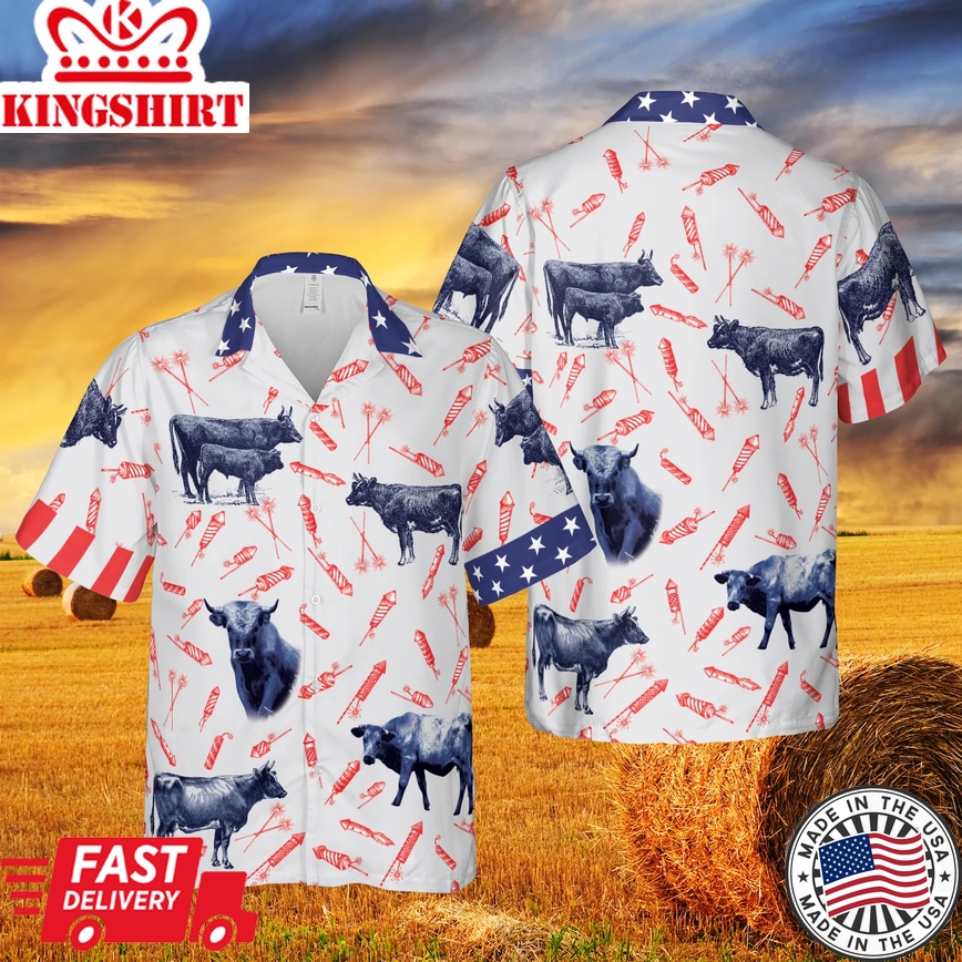 Happy Independence Day Theme Charolais Cattle Lovers All 3D Printed Shirts