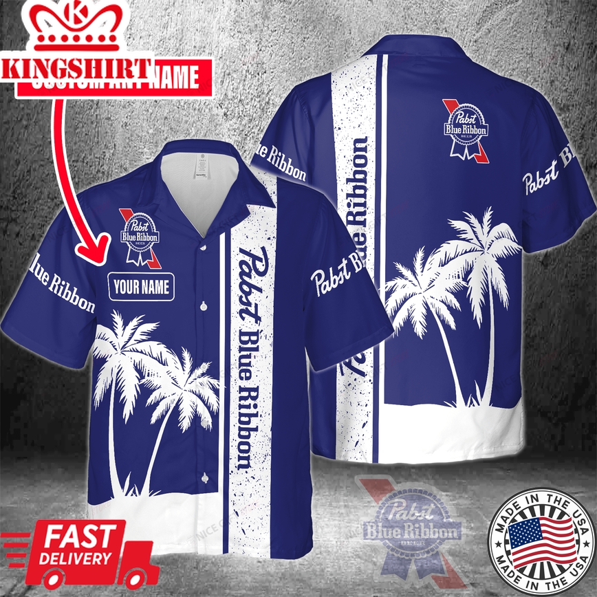 Hawaiian Shirt Custom Name Personalized with Pabst Blue Ribbon