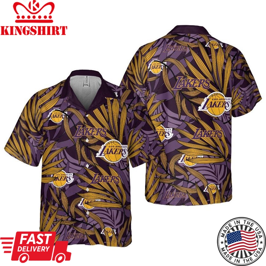 Hawaiian Shirt Showcasing the Los Angeles Lakers