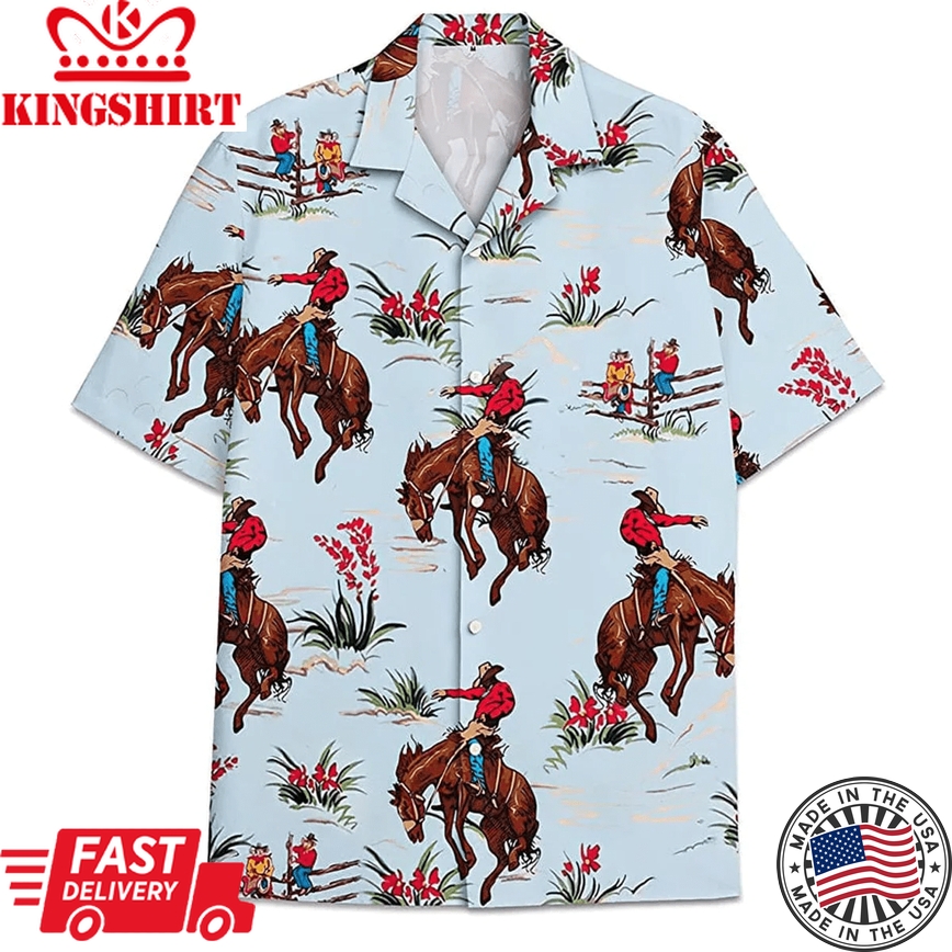 Horse Pattern Trendy Hawaiian Shirt, Summer Gift, Trendy Hawaiian Shirts For Men, Aloha Beach Shirt