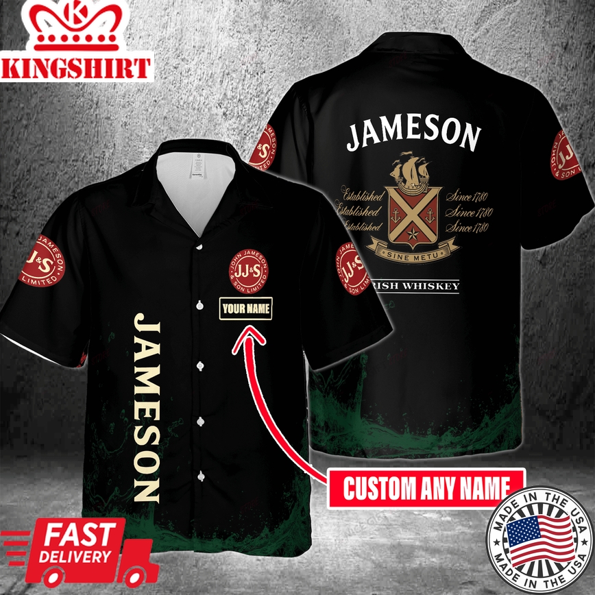 Jameson Irish Whiskey Name Customized Aloha Shirt