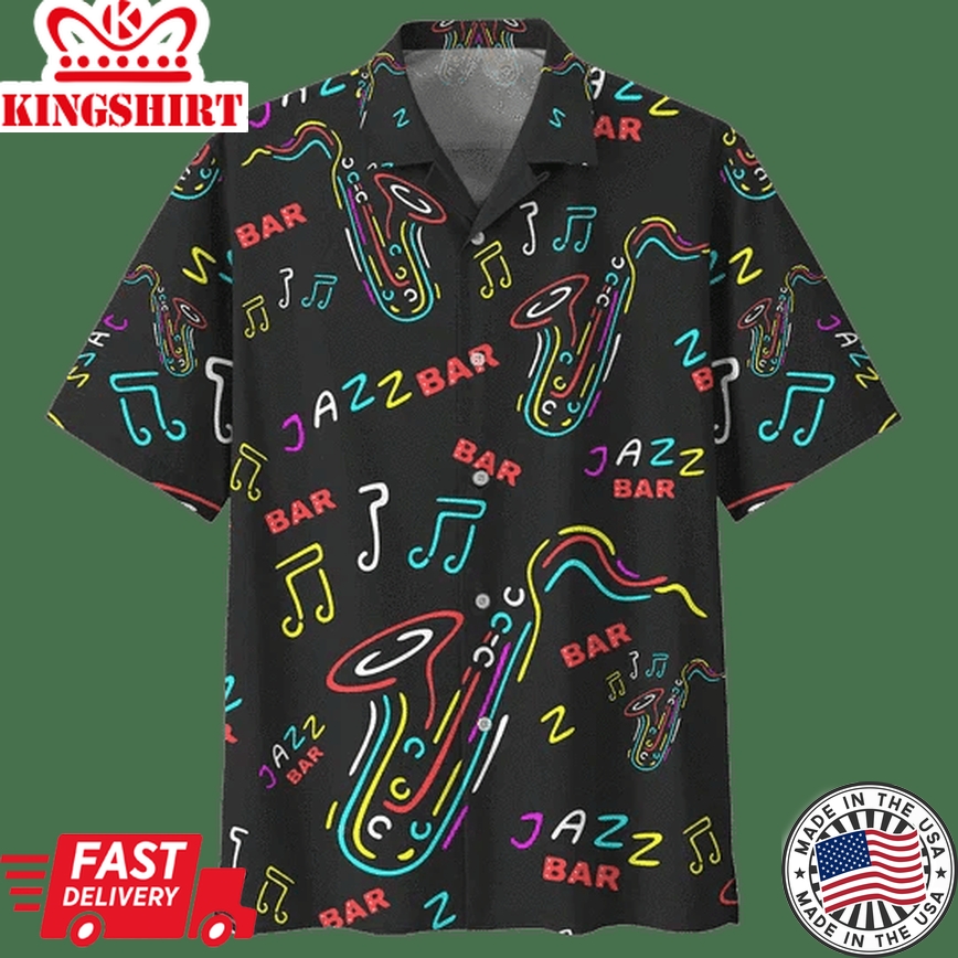 Jazz Saxophone Background Design Trendy Hawaiian Shirt