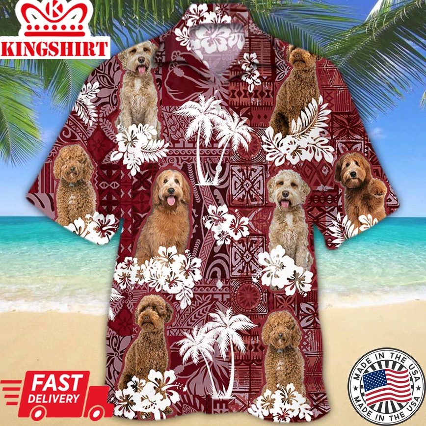 Labradoodle 2 Red Trendy Hawaiian Shirt, Gift For Dog Lover Shirts, Animal Summer Shirts