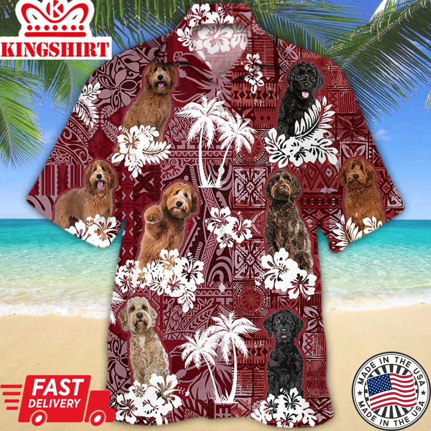 Labradoodle Red Trendy Hawaiian Shirt, Gift For Dog Lover Shirts, Animal Summer Shirts