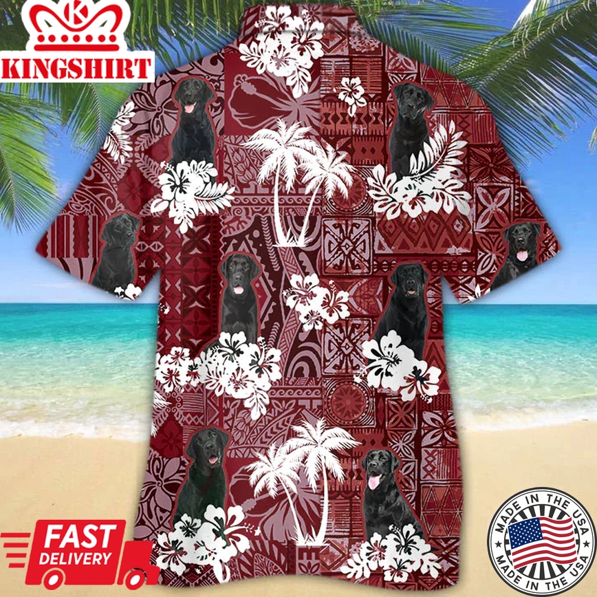 Labrador Red Trendy Hawaiian Shirt, Gift For Dog Lover Shirts, Labrador Beach Shirt, Men's Trendy Hawaiian Shirt