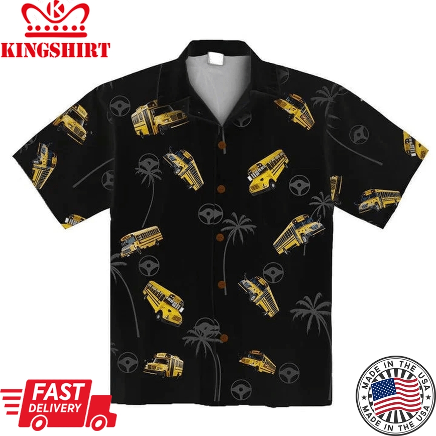 Men's School Bus Driver 3D Trendy Hawaiian Shirt, Bus Driver Hawaii Shirt, Gift For Driver