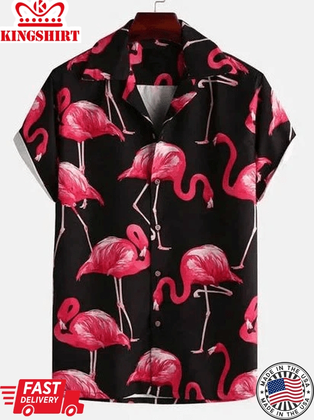 Mens Summer Flamingo Trendy Hawaiian Shirt, Summer Gift For Men And Women