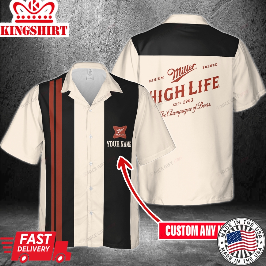 Miller High Life Hawaiian Custom Name Apparel