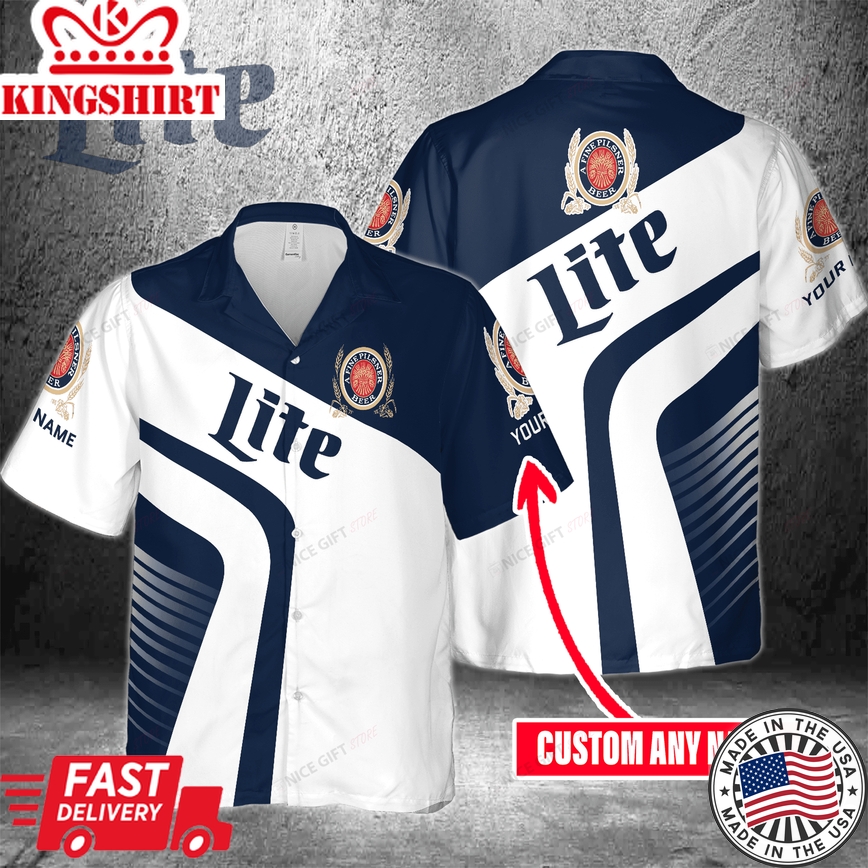 Miller Lite Customizable Name Print Tropical Shirt