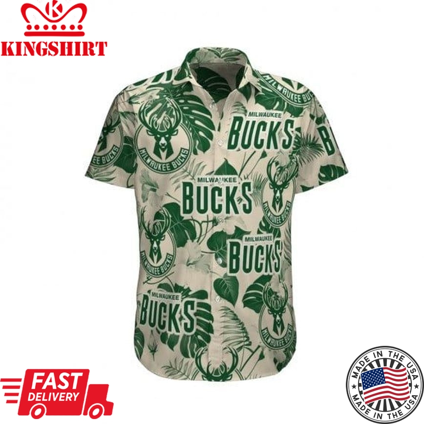 Milwaukee Bucks Basketball Leave Tropical Pattern For Fans 3D Hawaiian Shirt