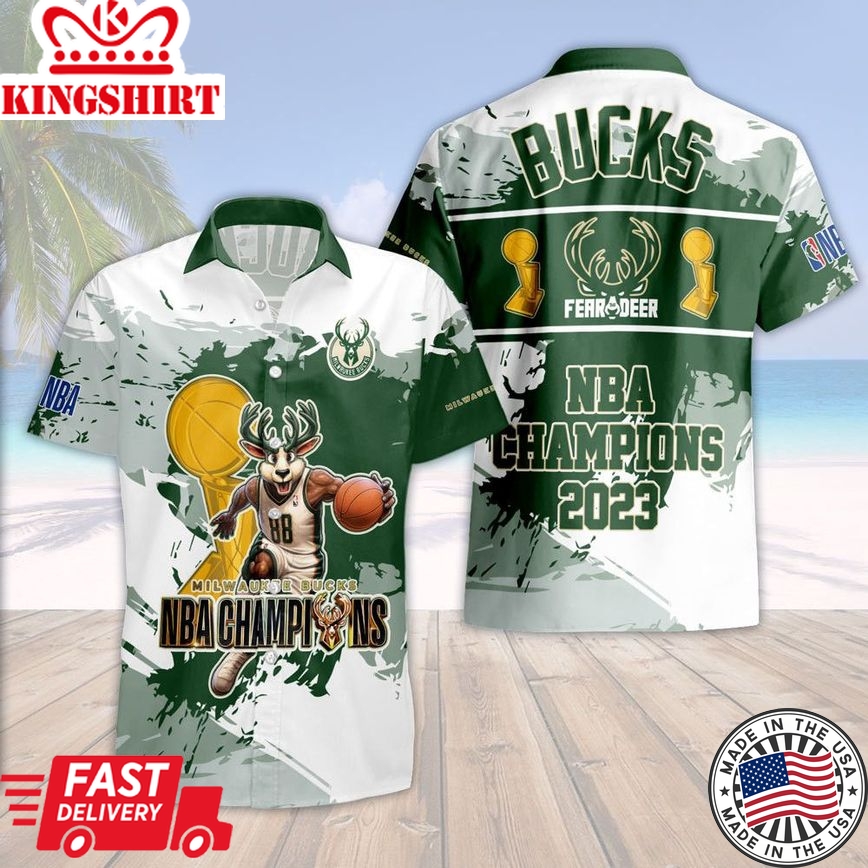 Milwaukee Bucks Fear The Dear Champions 3D Hawaiian Shirt