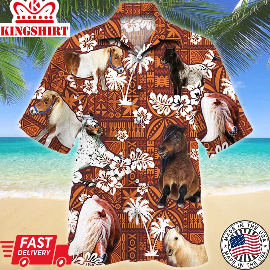 Miniature Horse Red Tribal Pattern Horse Lovers Hawaii Trendy Hawaiian Shirt