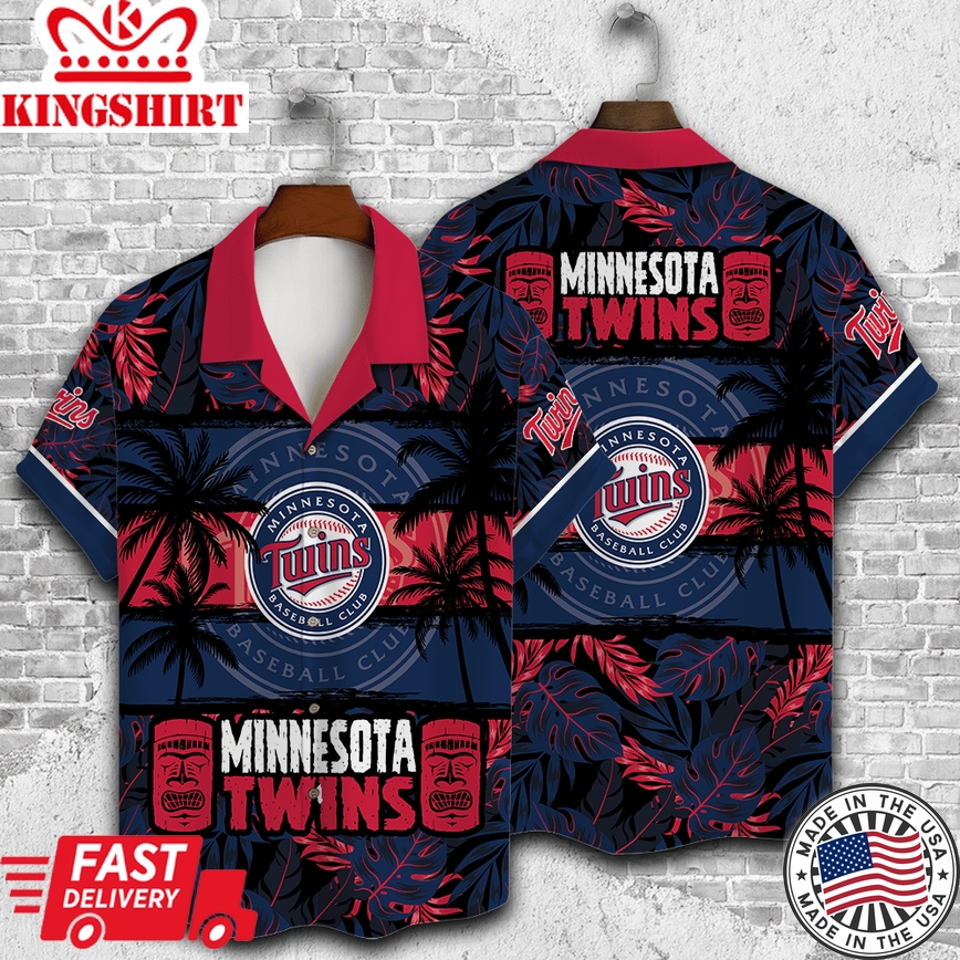 Minnesota Twins Hawaiian Shirt Palm Trees All Over Print