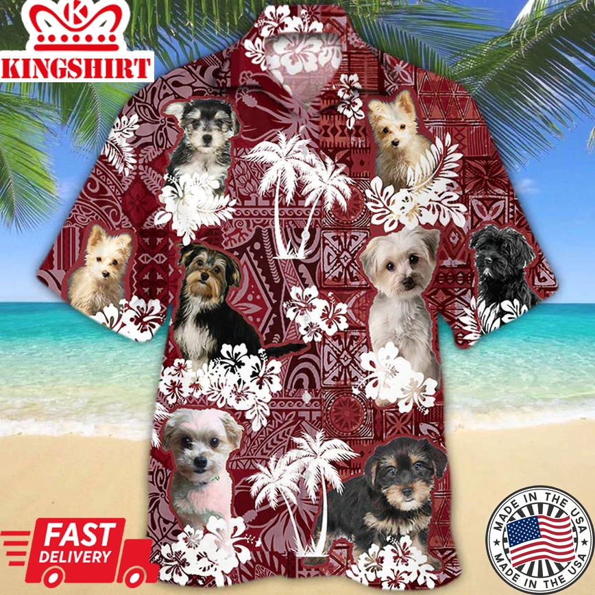 Morkie Trendy Hawaiian Shirt, Gift For Dog Lover Shirts, Men's Trendy Hawaiian Shirt, Summer Hawaiian Aloha Shirt