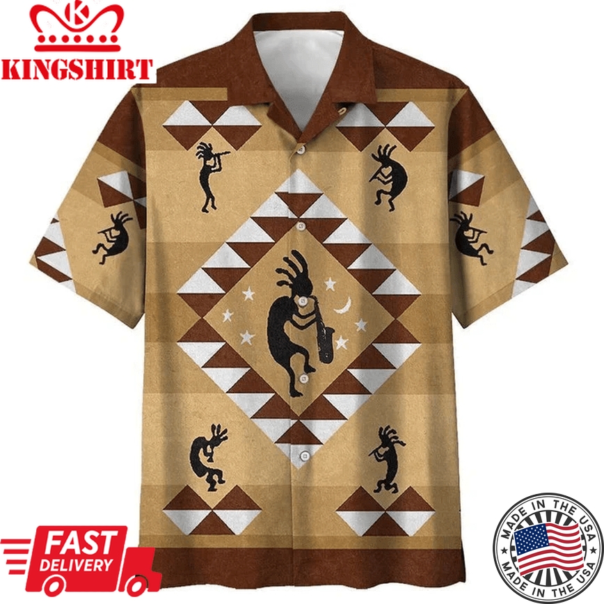 Native American People Playing Music Instrument Trendy Hawaiian Shirt