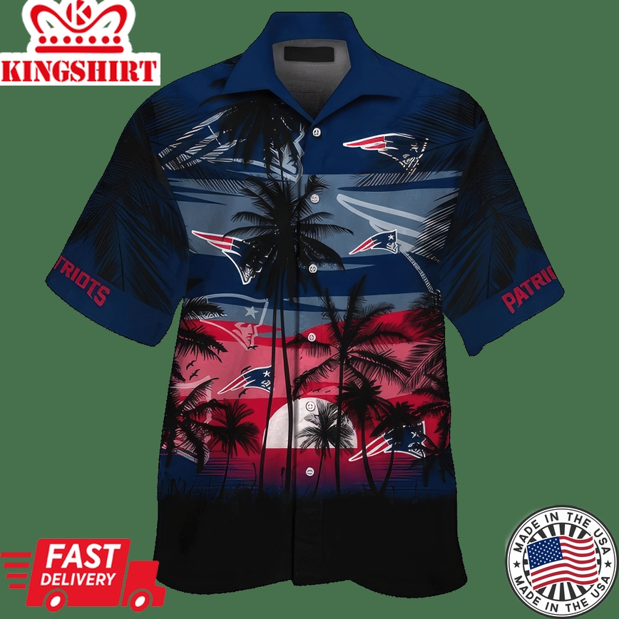 New England Patriots Sunset Palm Tree Hawaiian Shirt Ideal Gifts